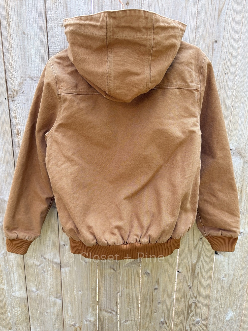 Carhartt Weathered Wildwood Jacket Tan Size Medium Hooded Sherpa Lined - Picture 5 of 17